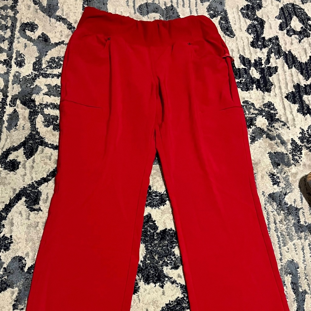 Red Cherokee Mid Rise Straight Leg Scrub Pant (S/M Petite)